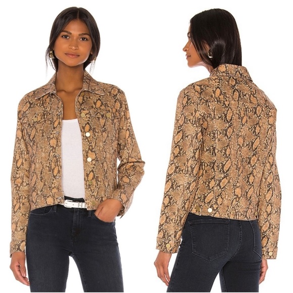 FRAME Le Vintage Coated Python Print Denim Jacket - Picture 1 of 8